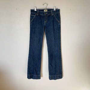 BKE Dark Wash Blue Denim Avery Wide Leg Trouser Jeans